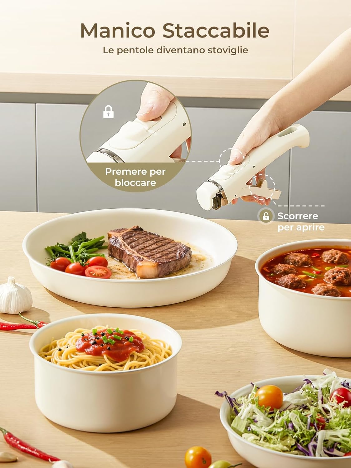 Fohere Set Pentole e Padelle Antiaderenti 8 Pezzi - immagine 5