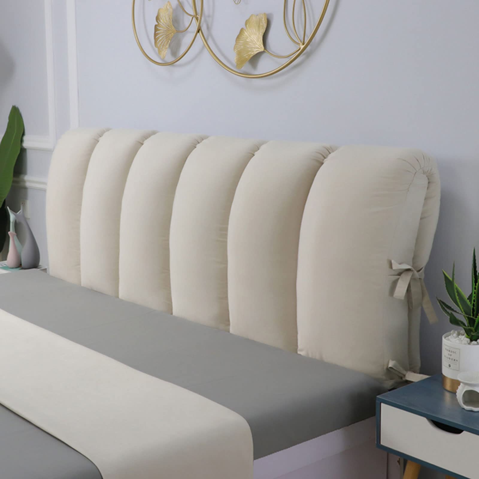 Zcxryfl Cuscino Testata Letto Matrimoniale Velluto Beige