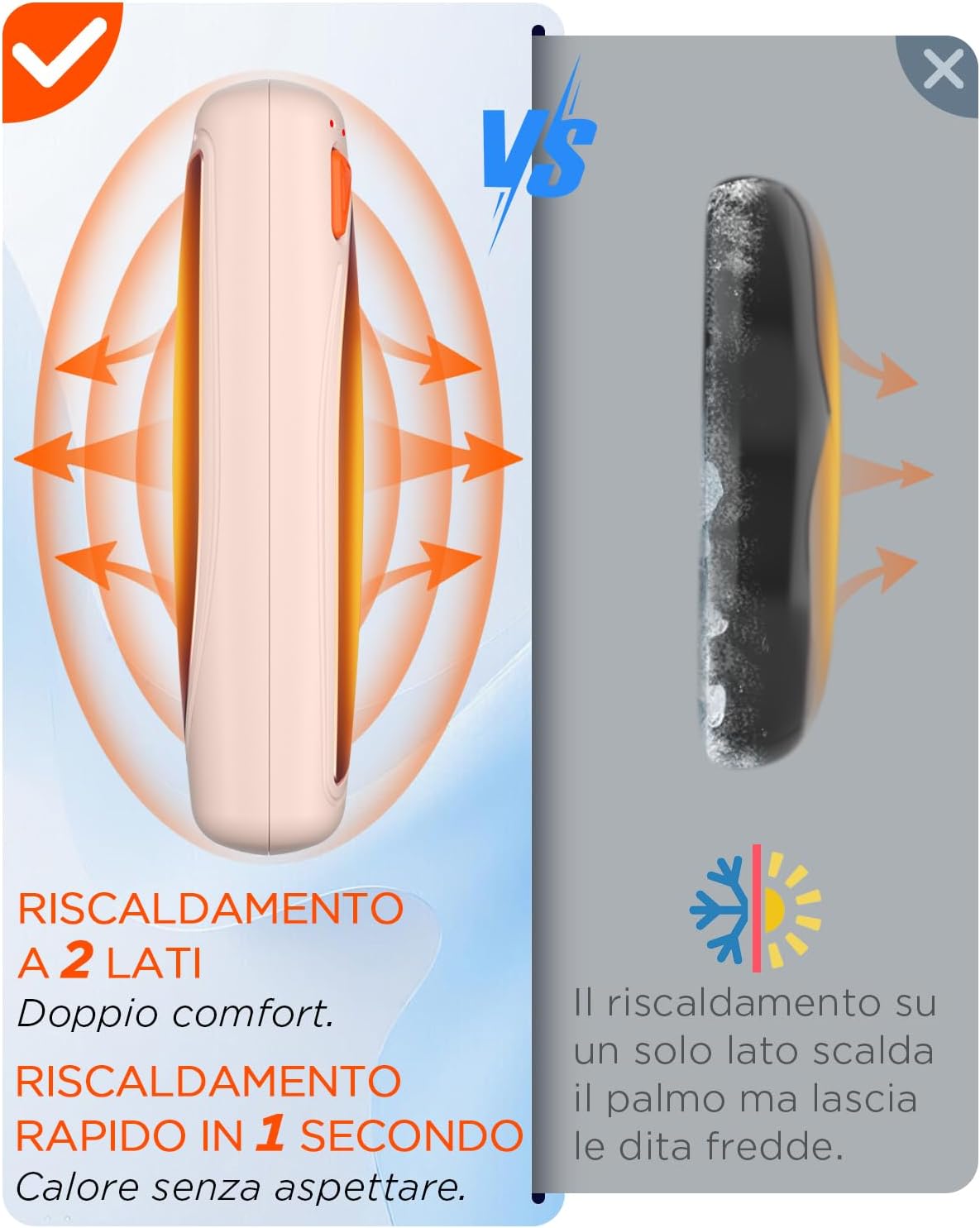 Scaldamani Elettrico Portatile 14.000 mAh 2 Pezzi - immagine 3