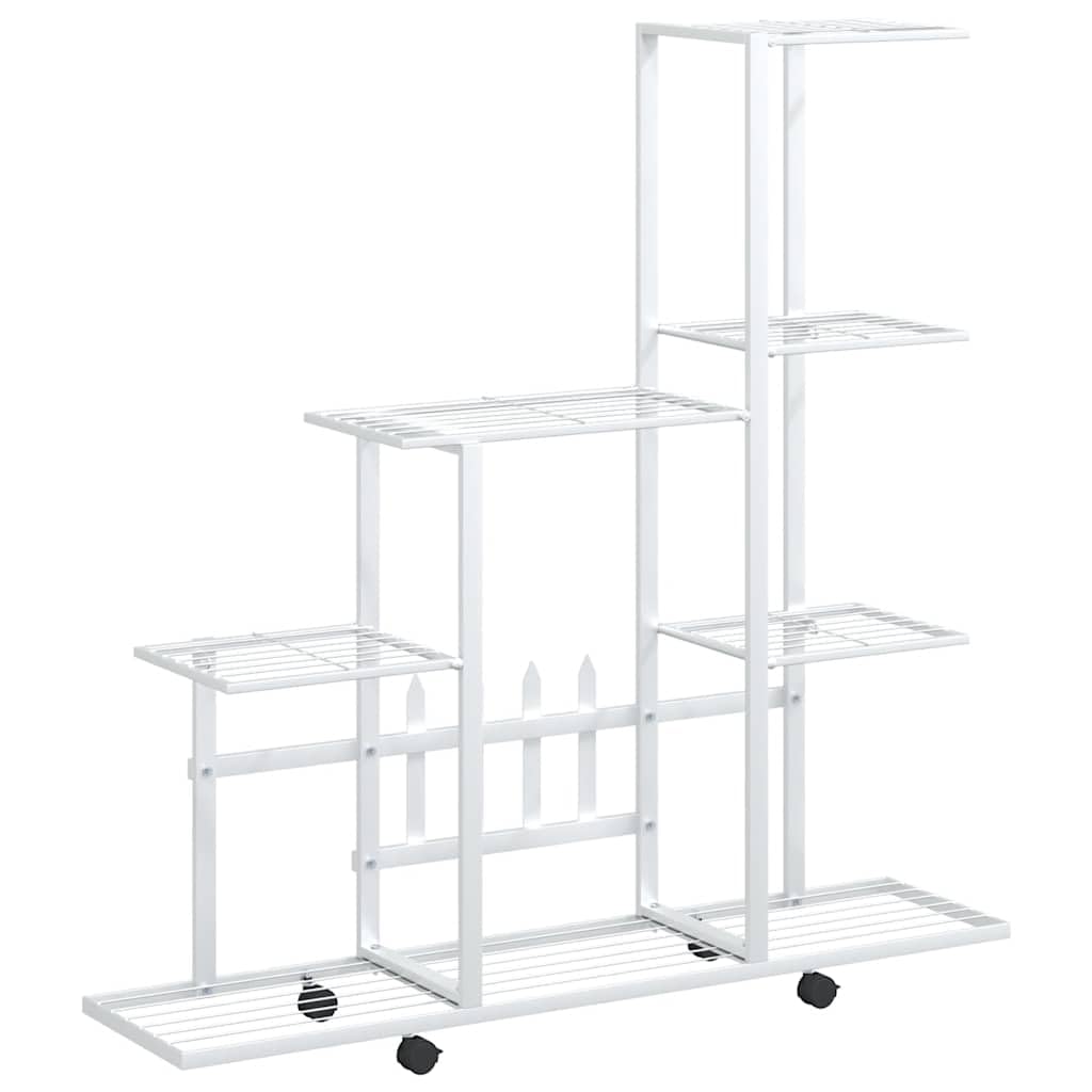 vidaXL Portapiante con Ruote 94,5x25x92,5 cm Bianco in Metallo