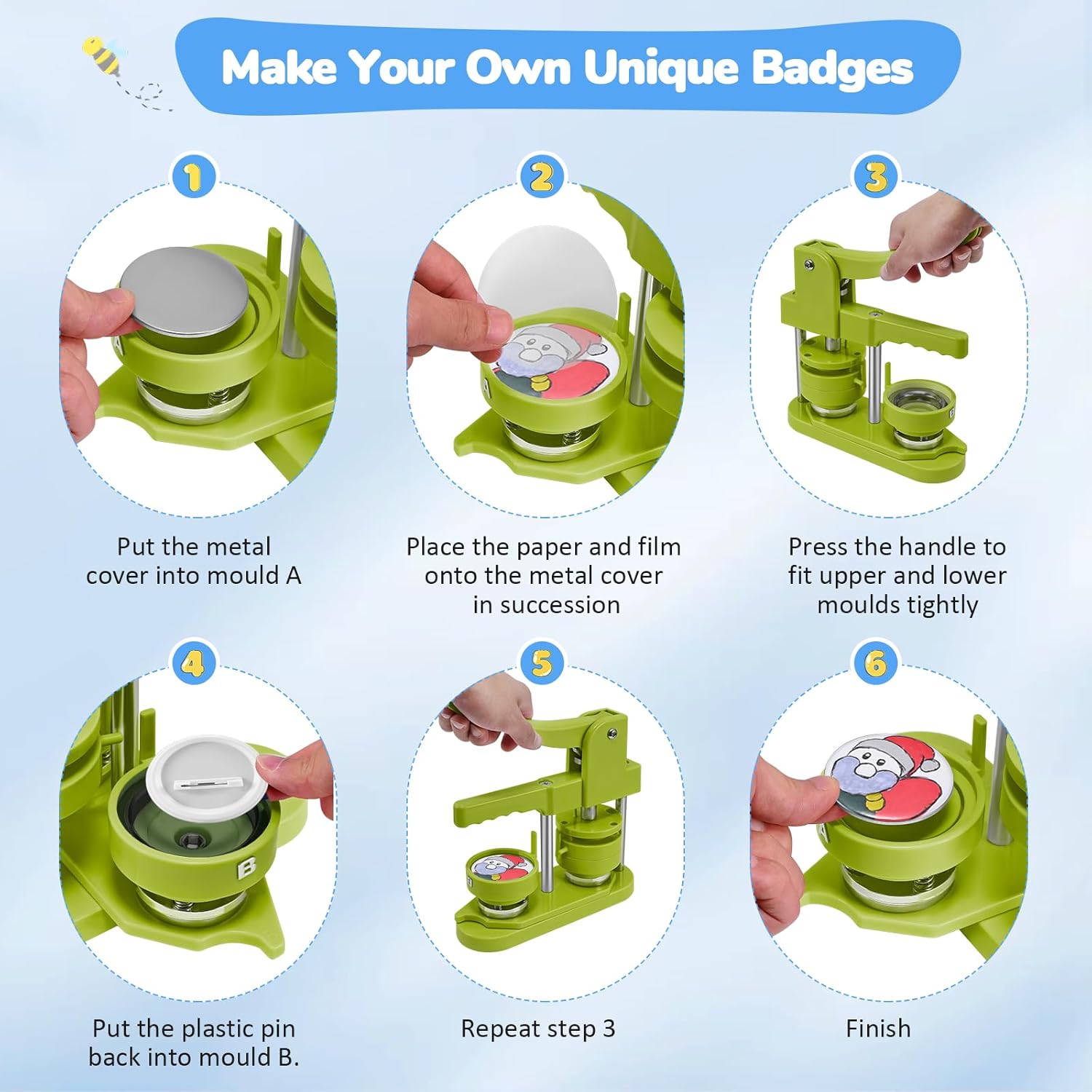 Button Maker Badge Machine 25/32/58mm, Verde - immagine 2