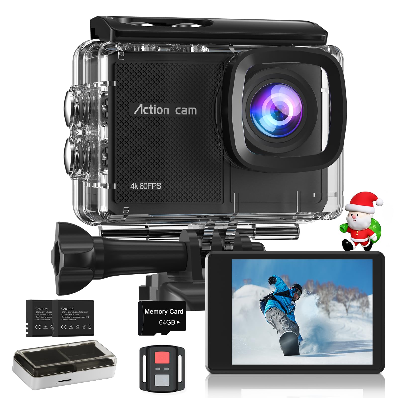 Camlance Action Cam 4K60FPS 48MP HD con SD 64GB