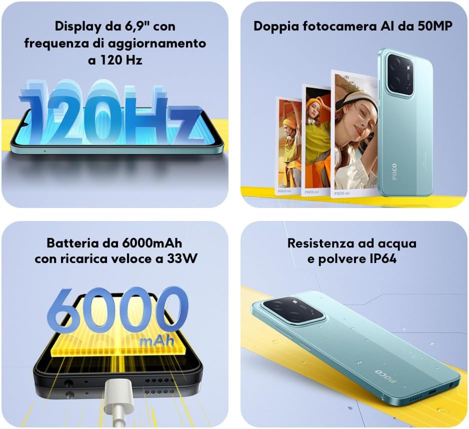 Xiaomi POCO C85 Smartphone 6+128GB, Verde - immagine 2