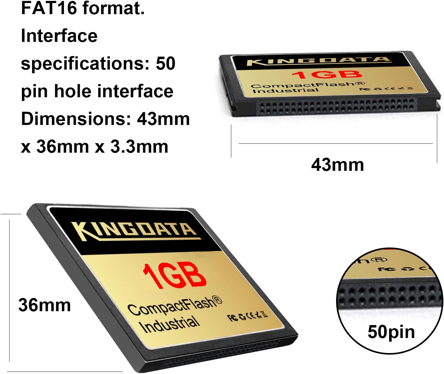 CompactFlash Industriale 1GB (5-Pack) Scheda CF FAT16 - immagine 7