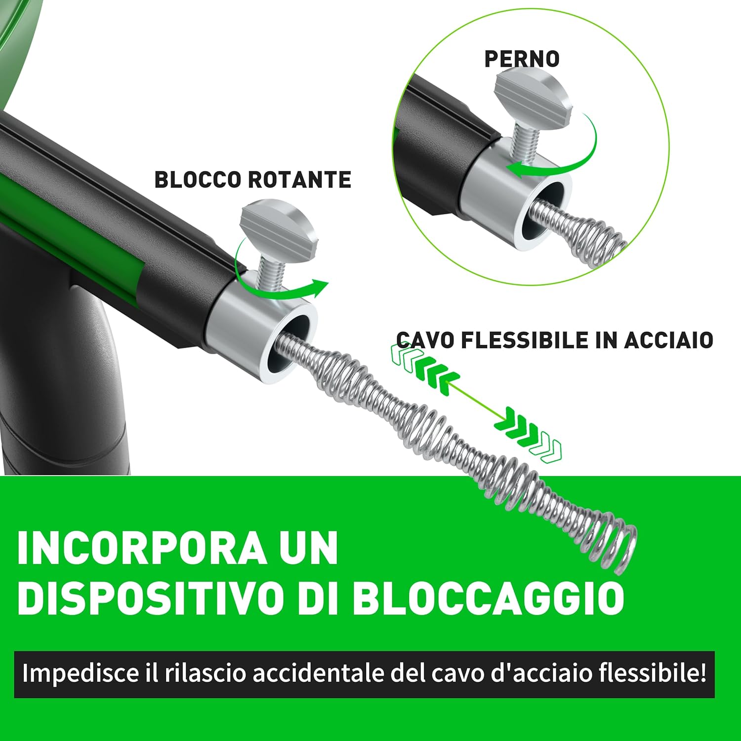 BACOENG Sonda Sturatubi Professionale 15M, Verde - immagine 4