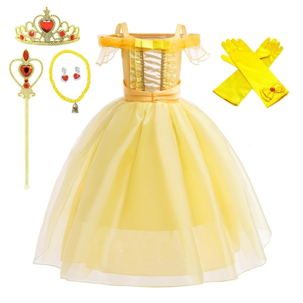 Lito Angels Vestito Principessa Belle con Accessori, Giallo