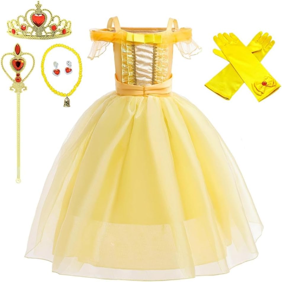 Lito Angels Vestito Principessa Belle con Accessori, Giallo - immagine 1