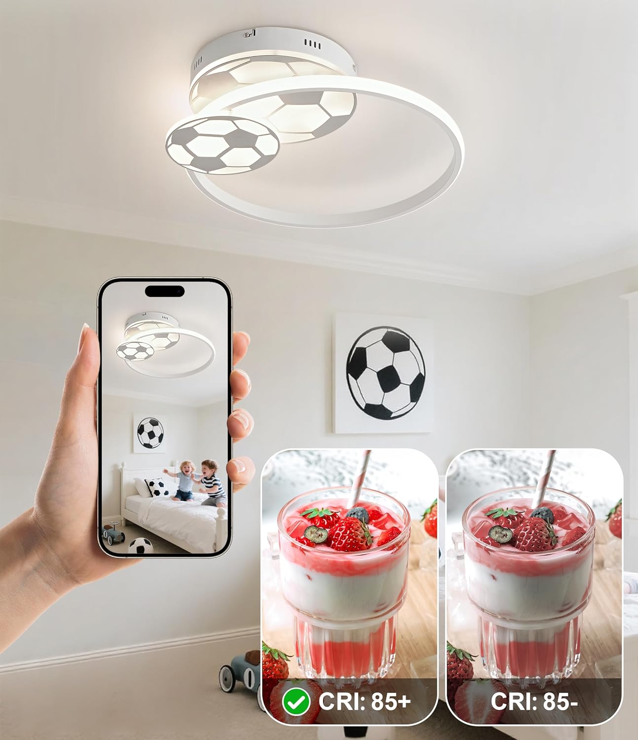 Plafoniera LED 46CM per Camera Bambini Tema Calcio - immagine 4