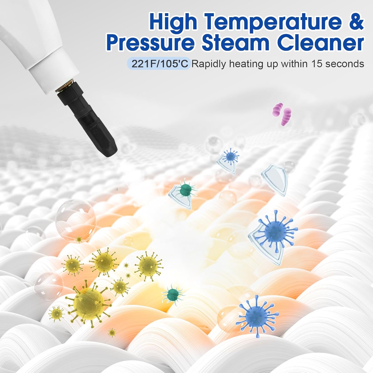 Pulitore a Vapore Portatile 2500W con Serbatoio 1100ml - immagine 2