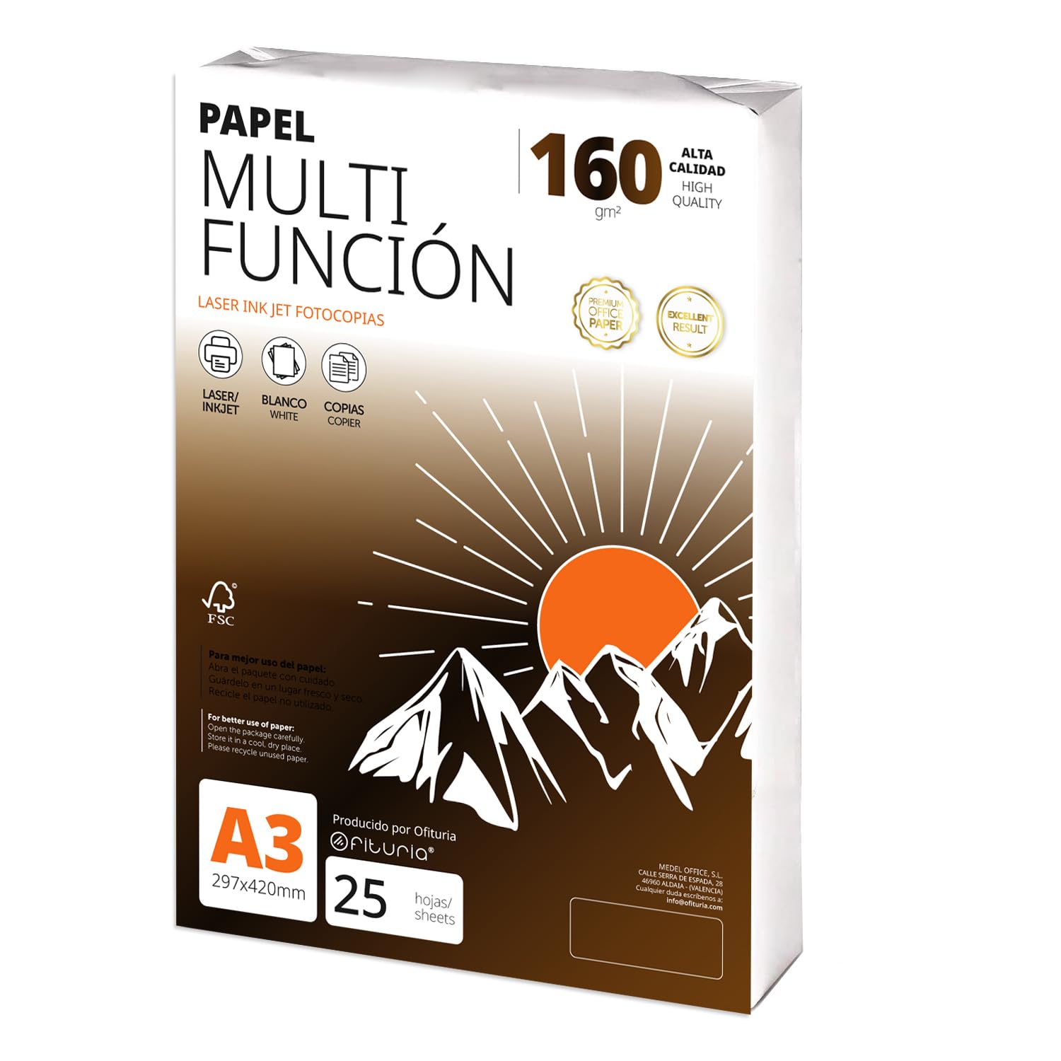 Fogli A3 160g 25 fogli, Carta Multiuso Stampante, Fogli per Progetti ...