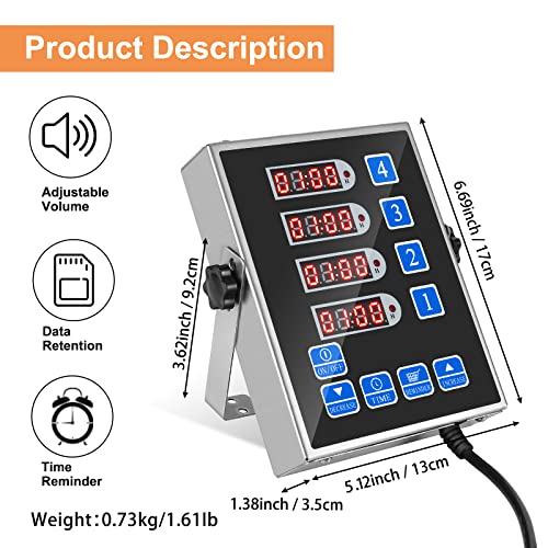 Yooyist Timer da Cucina Multiplo a 4 Canali - immagine 2