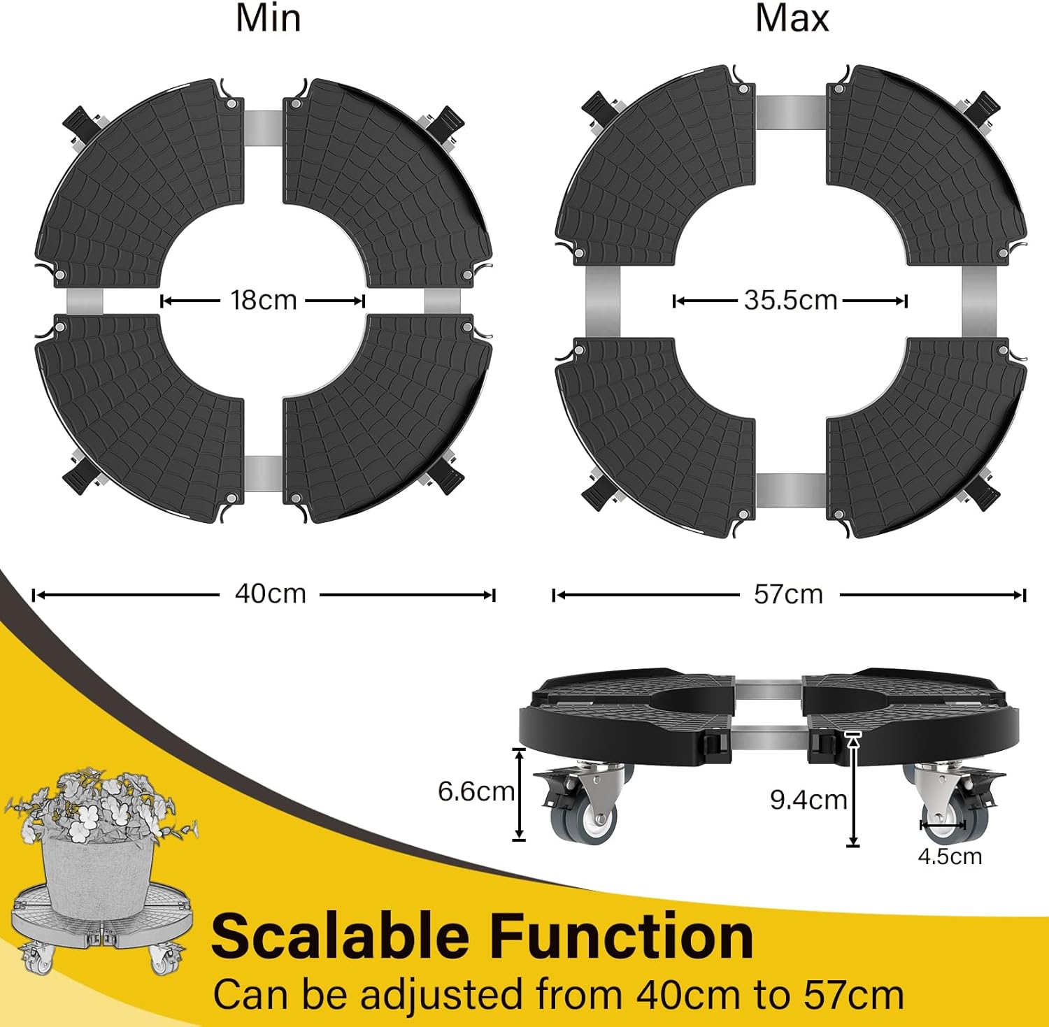 WELDUN Rullo per Piante Ø 40-57 cm, 200kg (2 pz) - immagine 3
