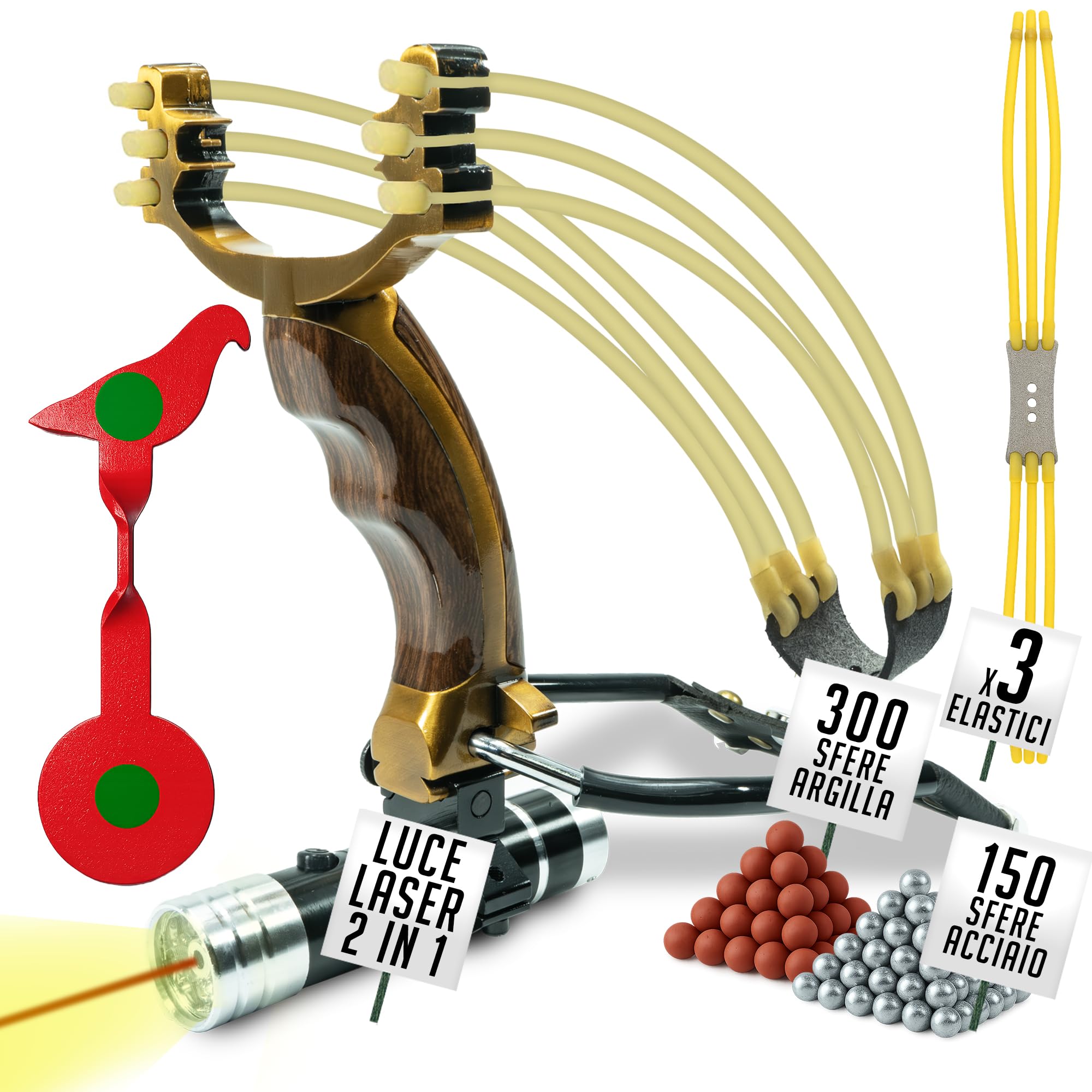 Kit Completo | Elastico Rinforzato| Professionale da tiro adulti | Professionale da Caccia | Professionale di Precisione | Gioco all'aperto tiro a Segno| Da pesca | Elastico professionale