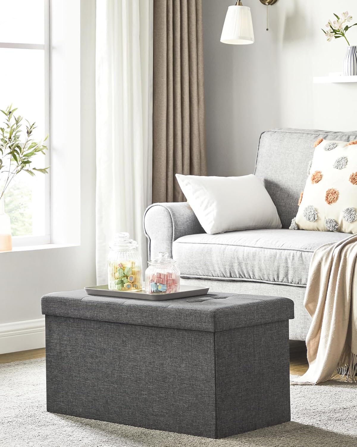 Songmics Cassapanca Pouf Contenitore Pieghevole 38x76x38cm - immagine 2