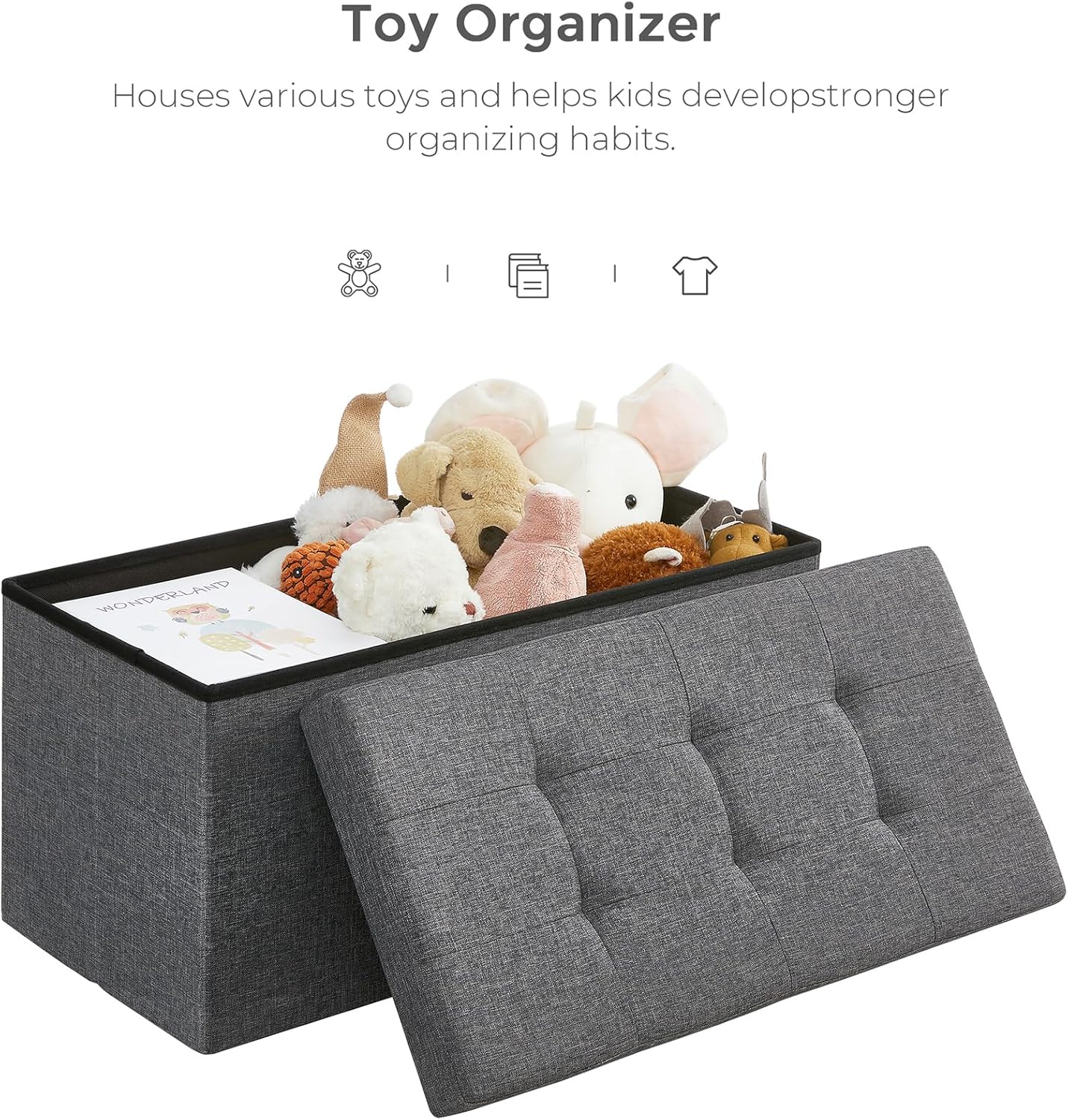 Songmics Cassapanca Pouf Contenitore Pieghevole 38x76x38cm - immagine 6