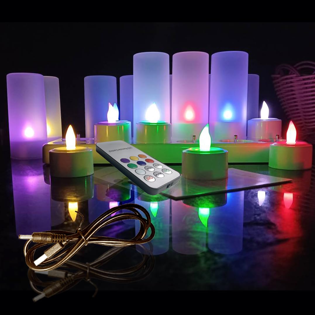 Candele LED Tea Lights Senza Fiamma Multicolore