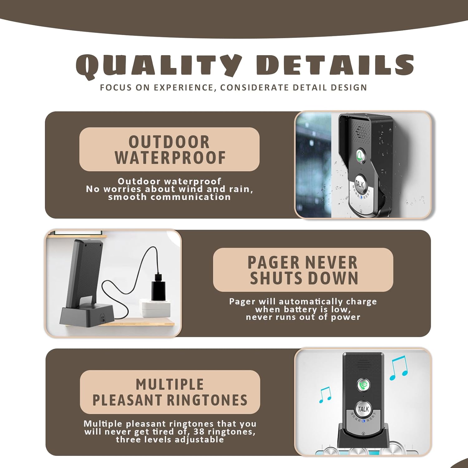 Citofono Vocale a 2 Vie Wireless, Nero - immagine 1