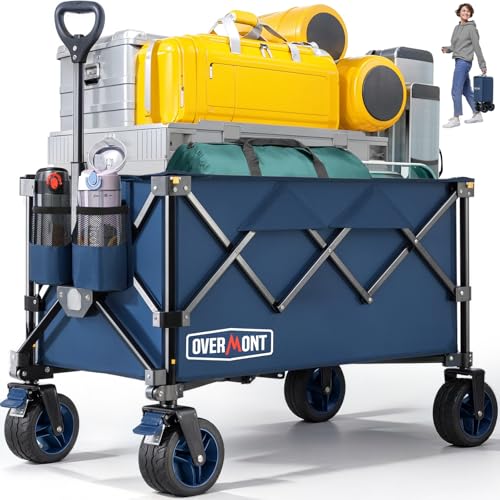 Overmont Carrello da Giardino Pieghevole 150kg 150L, Blu