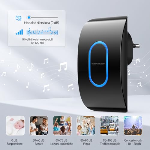 TECKNET Campanello Senza Fili da Esterno IP65 - immagine 3
