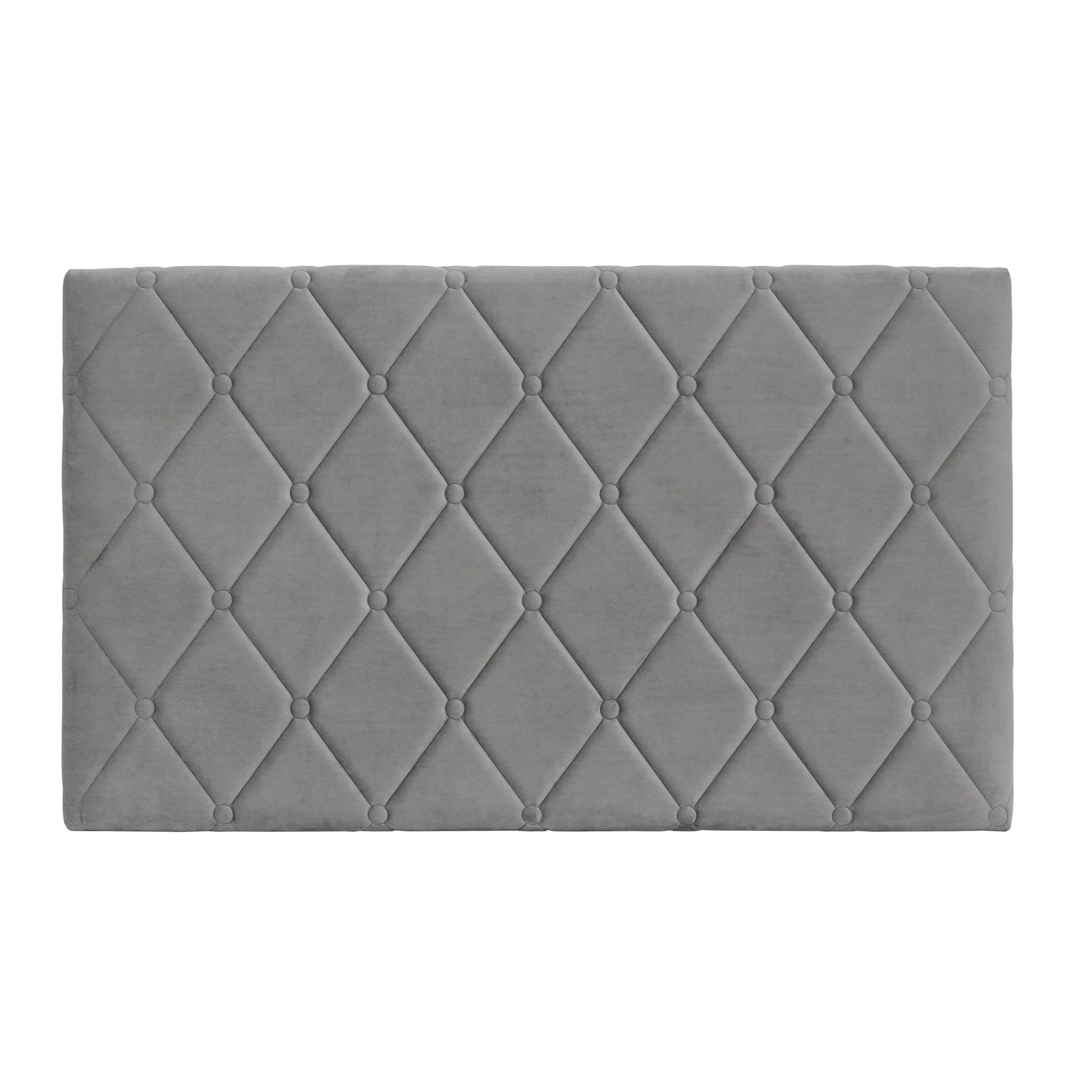 Baroni Home Testata Letto Imbottita in Velluto Grigio 92x55 cm