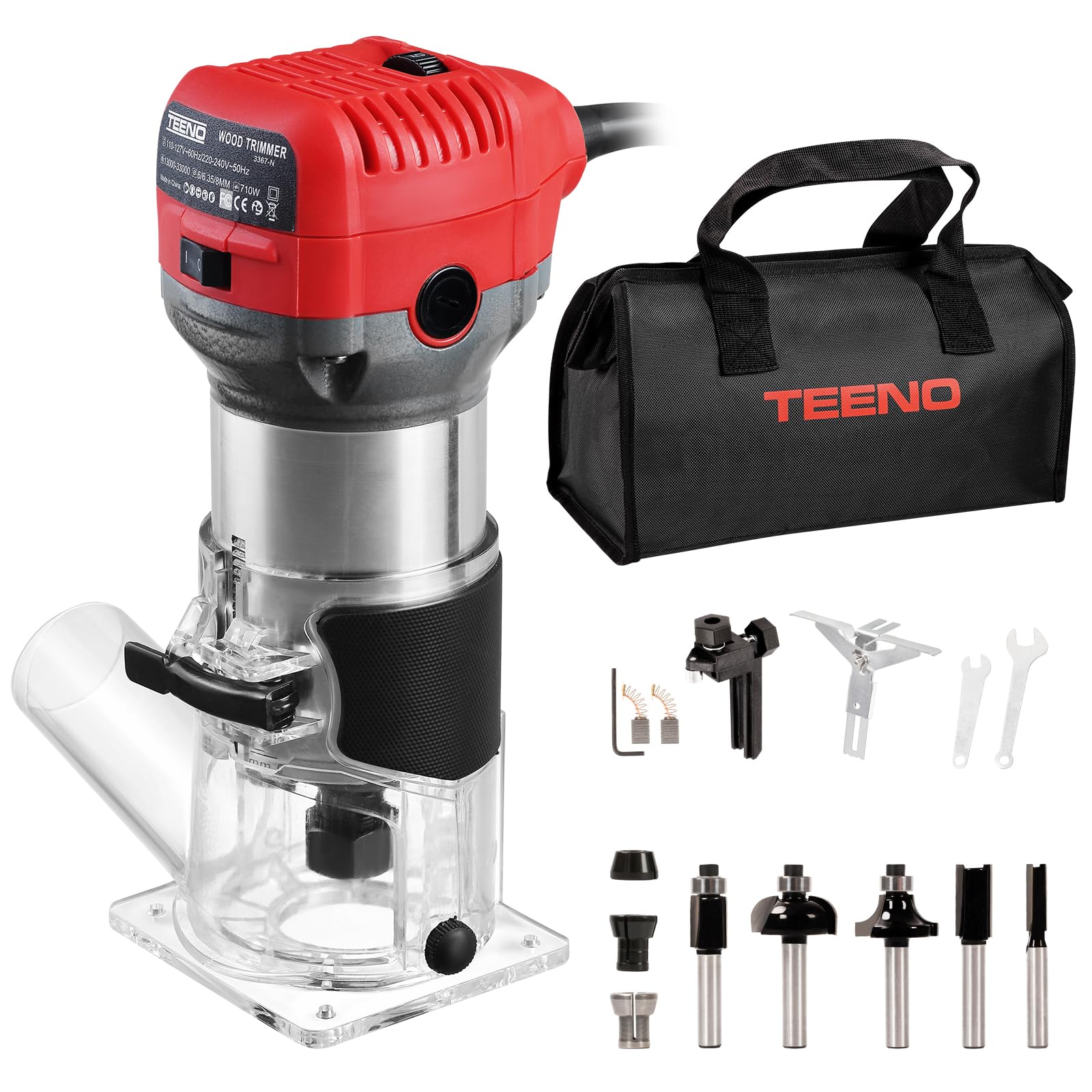 Teeno Rifilatore Fresatrice Verticale per Legno 710W