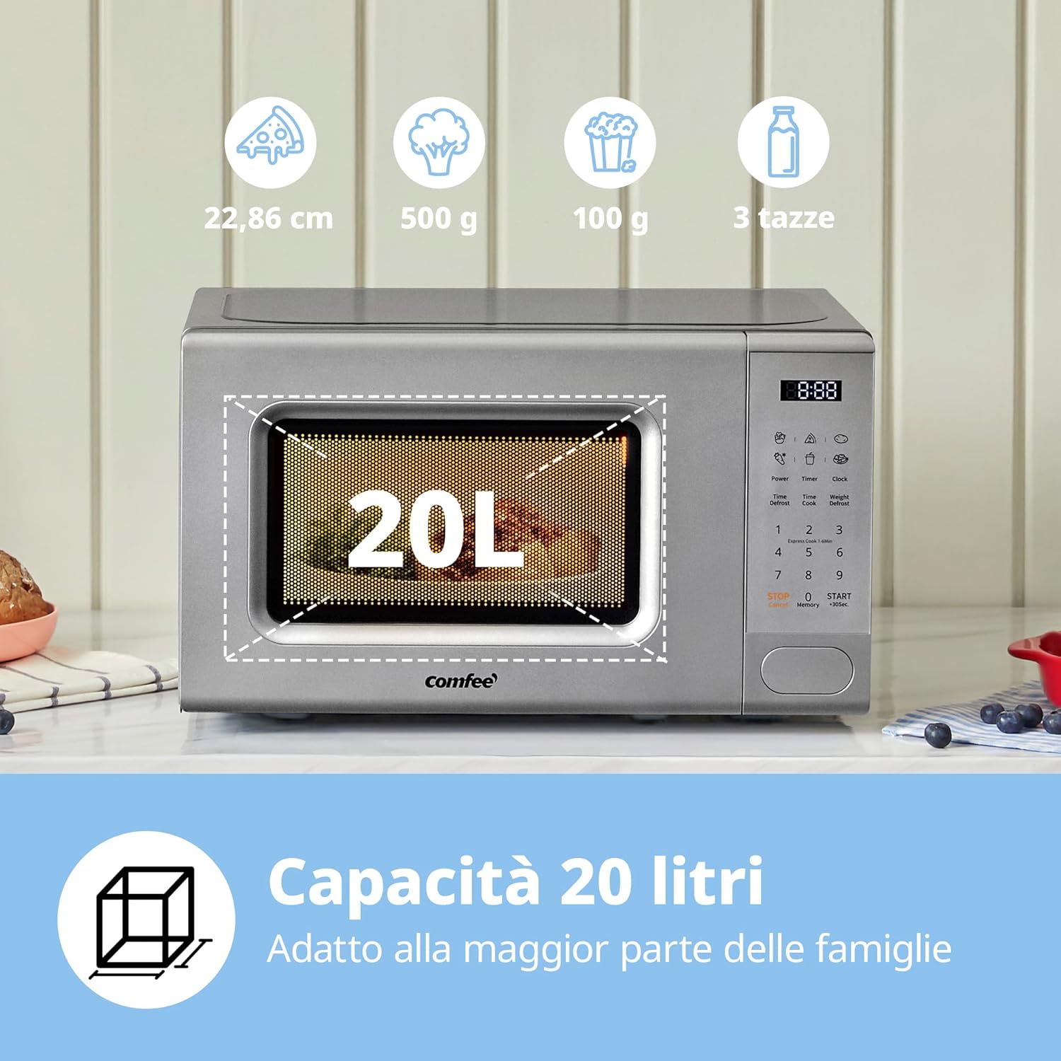 Comfee' Forno a Microonde Digitale 700W 20L, Grigio - immagine 2