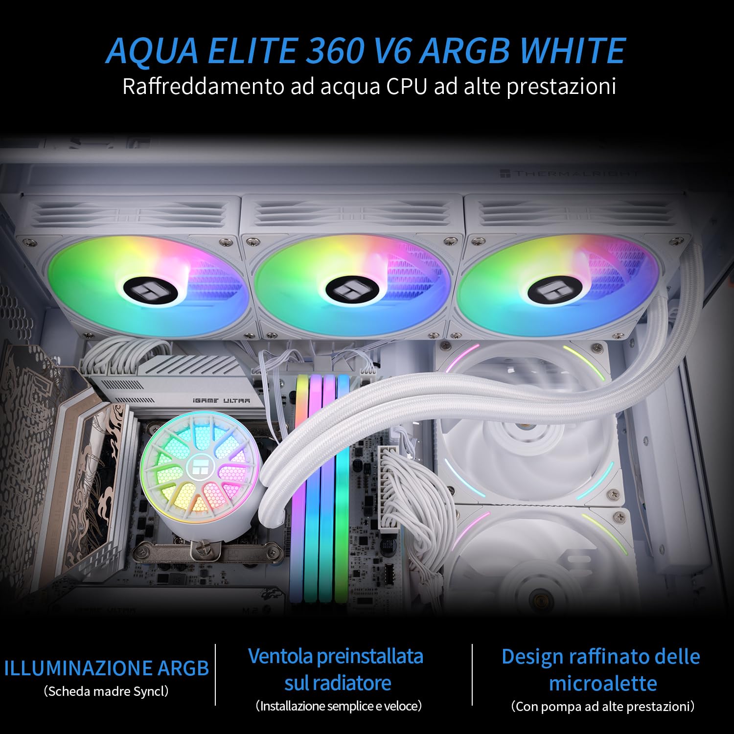 Tr -Aqua Elite 360 V6 Argb White- CPU Refrigeratore Liquido - immagine 2
