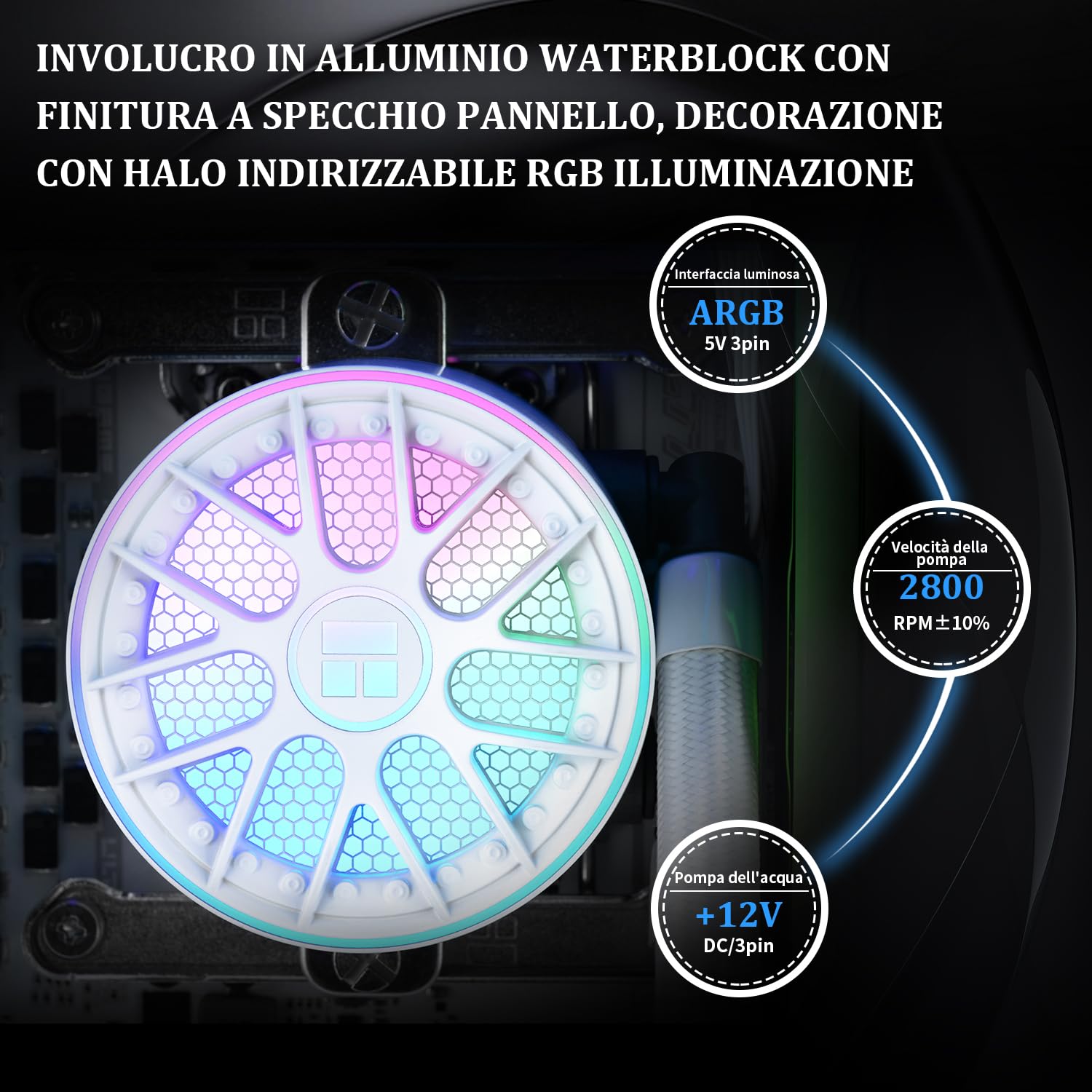 Tr -Aqua Elite 360 V6 Argb White- CPU Refrigeratore Liquido - immagine 3