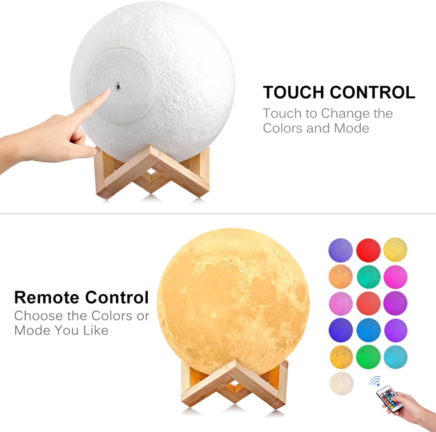 Uten Lampada Luna LED 3D con Telecomando e Sensore Touch - immagine 5