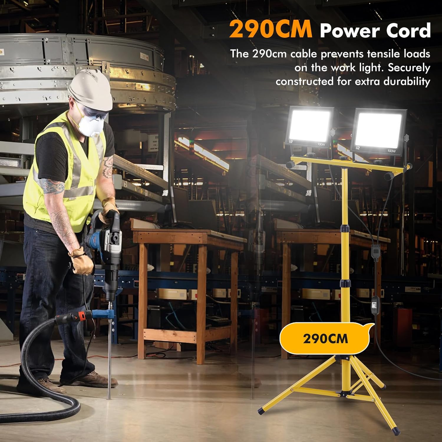 Faretto da Cantiere con Treppiede 200W 20000LM - immagine 6