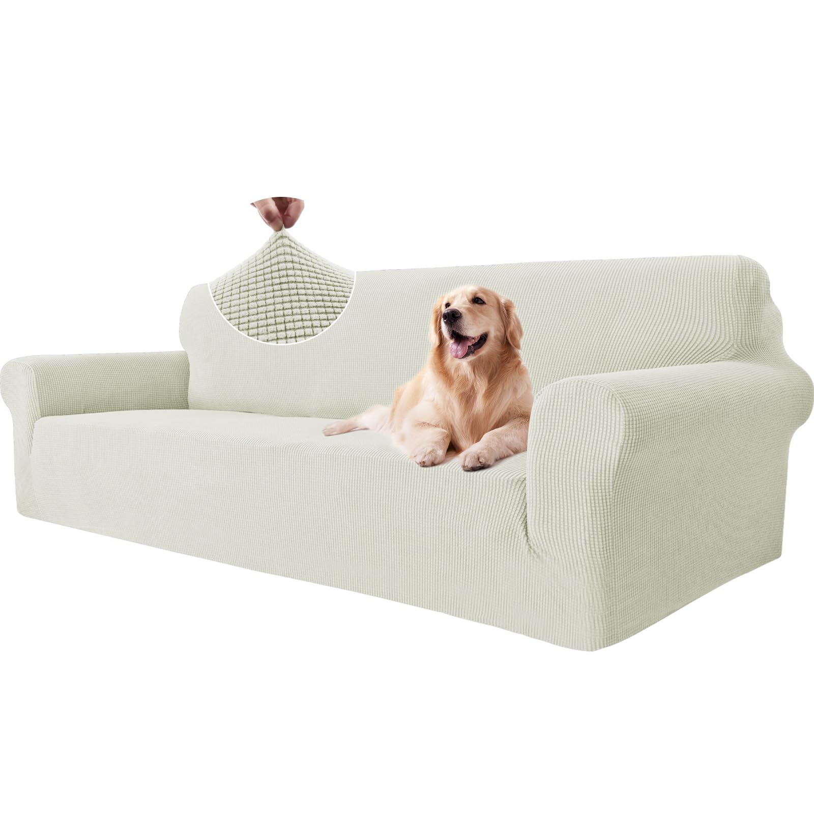 Ystyle Copridivano 4 Posti Elasticizzato, Bianco Naturale