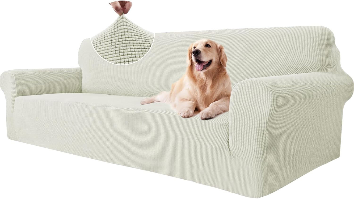 Ystyle Copridivano 4 Posti Elasticizzato, Bianco Naturale - immagine 1