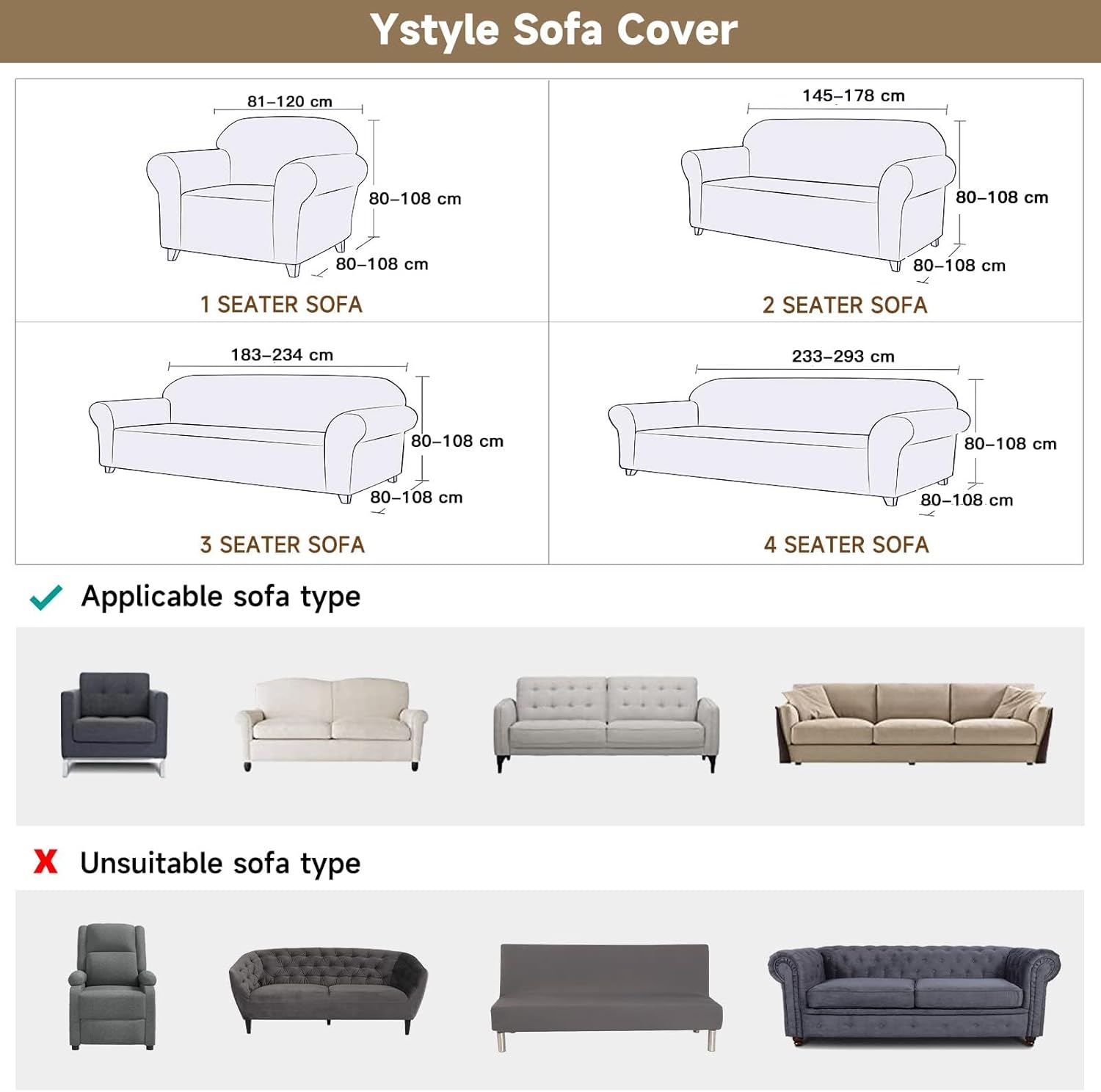 Ystyle Copridivano 4 Posti Elasticizzato, Bianco Naturale - immagine 3