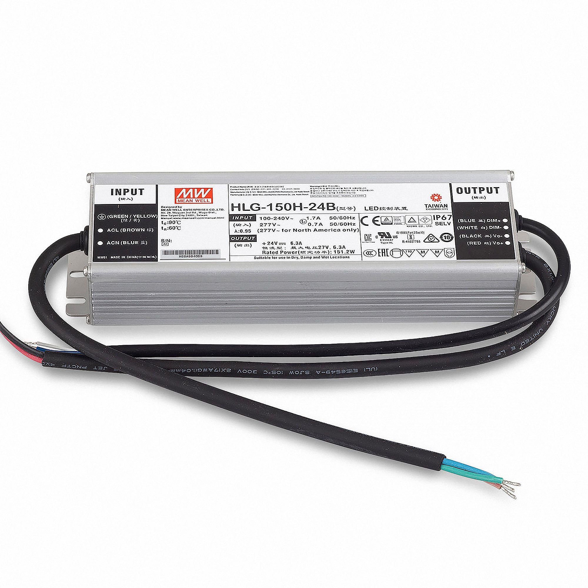 Mean Well HLG-150H-24B SNT 24V / DC / 0-6,3A / 150W IP67 dimmerabile