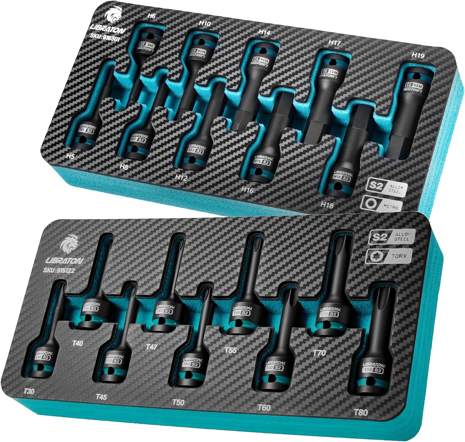 Libraton Set 19 Bussole a Impatto Esagonali e Torx 1/2" - immagine 1