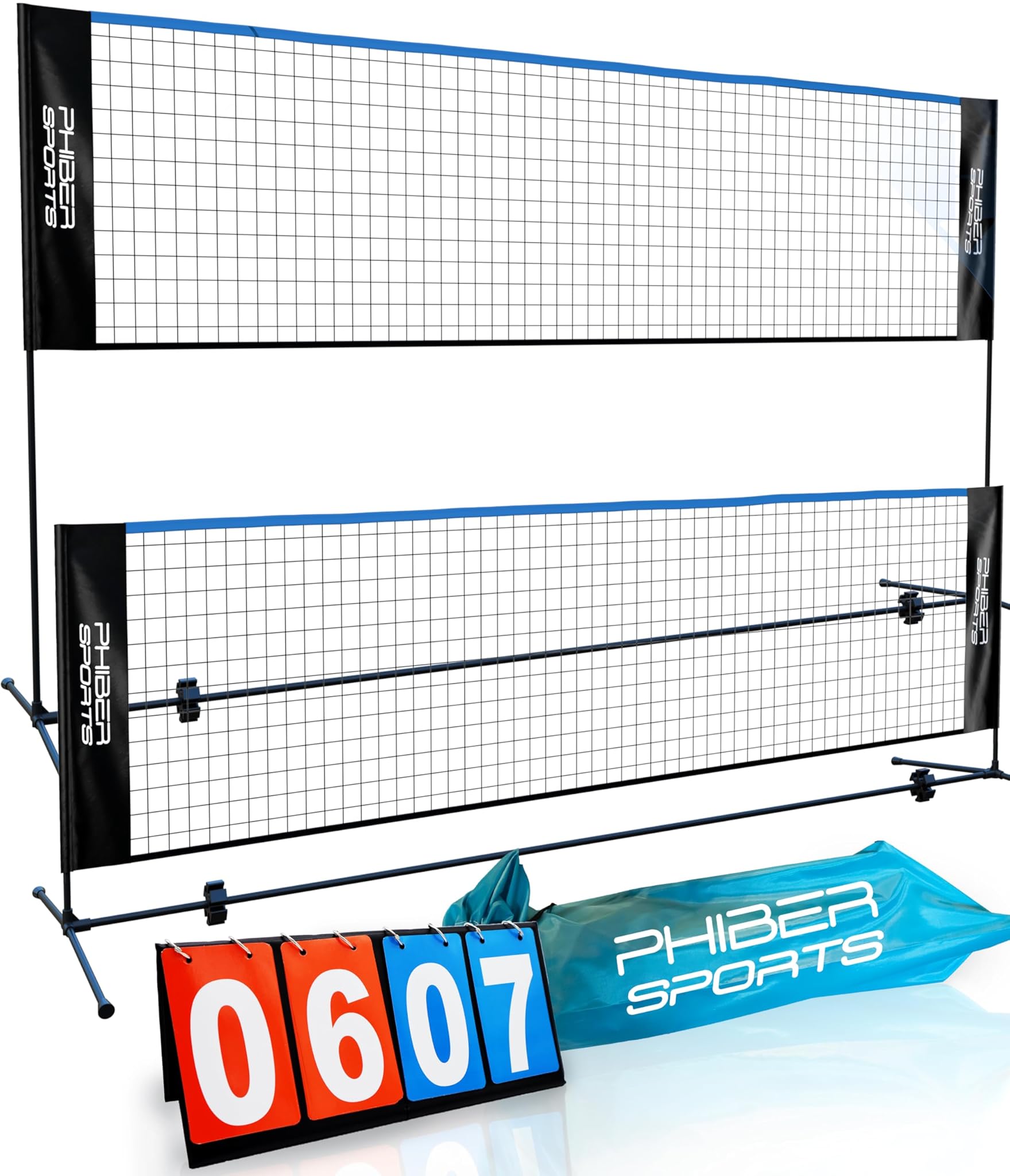 Phiber-sports Rete da Badminton 420cm, 3 Altezze