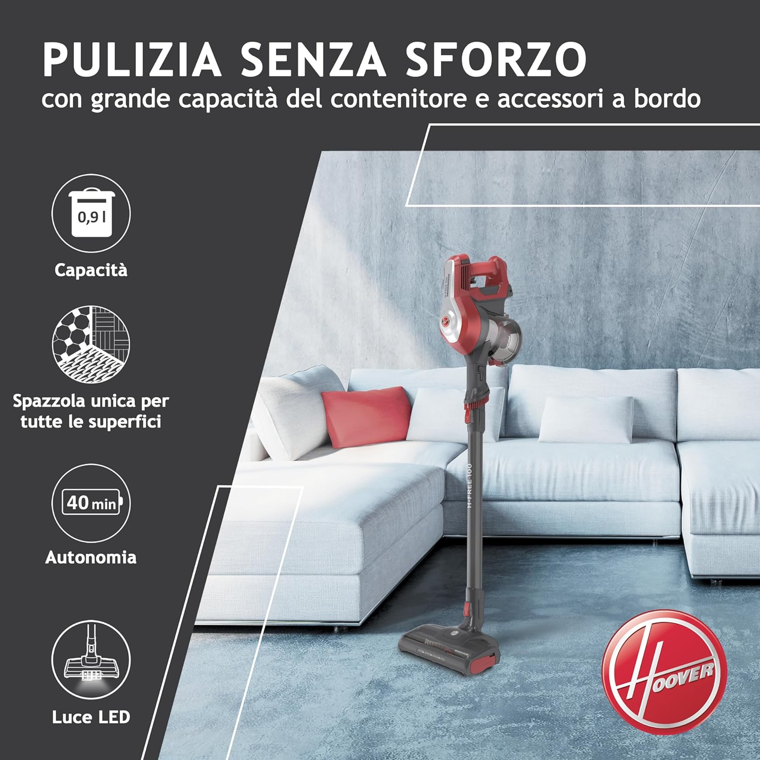 Hoover H-FREE 100 HF122RH 011 Scopa Elettrica Senza Fili - immagine 2