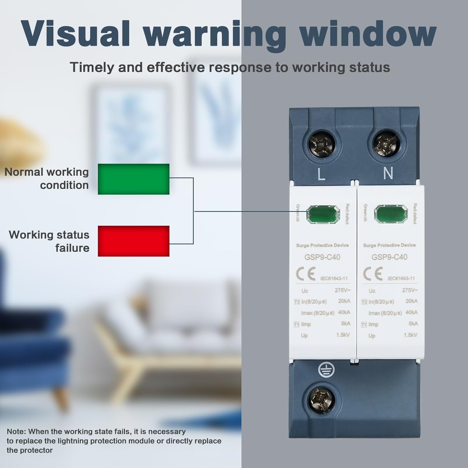 DEWIN Scaricatore di Sovratensione 2P 40KA AC 275V - immagine 4