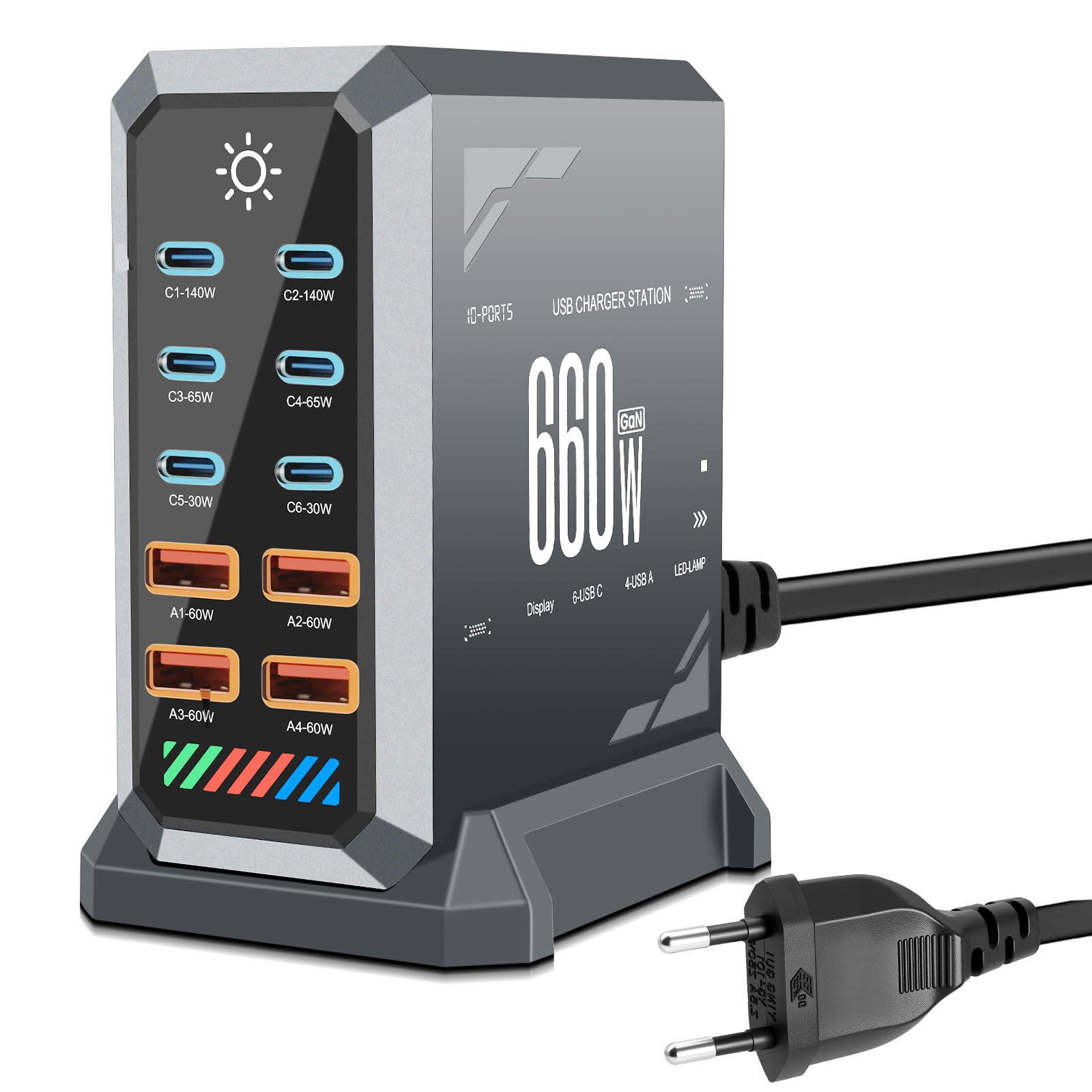 Caricatore USB C 10 in 1 GaN 660W Multiplo