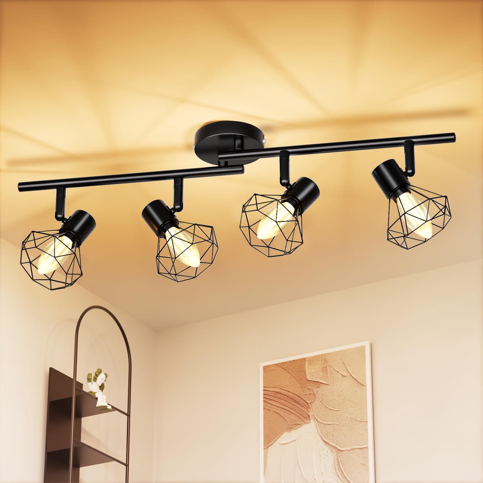 Feliigo Faretto da soffitto a LED, orientabile, E14, 4 luci, nero