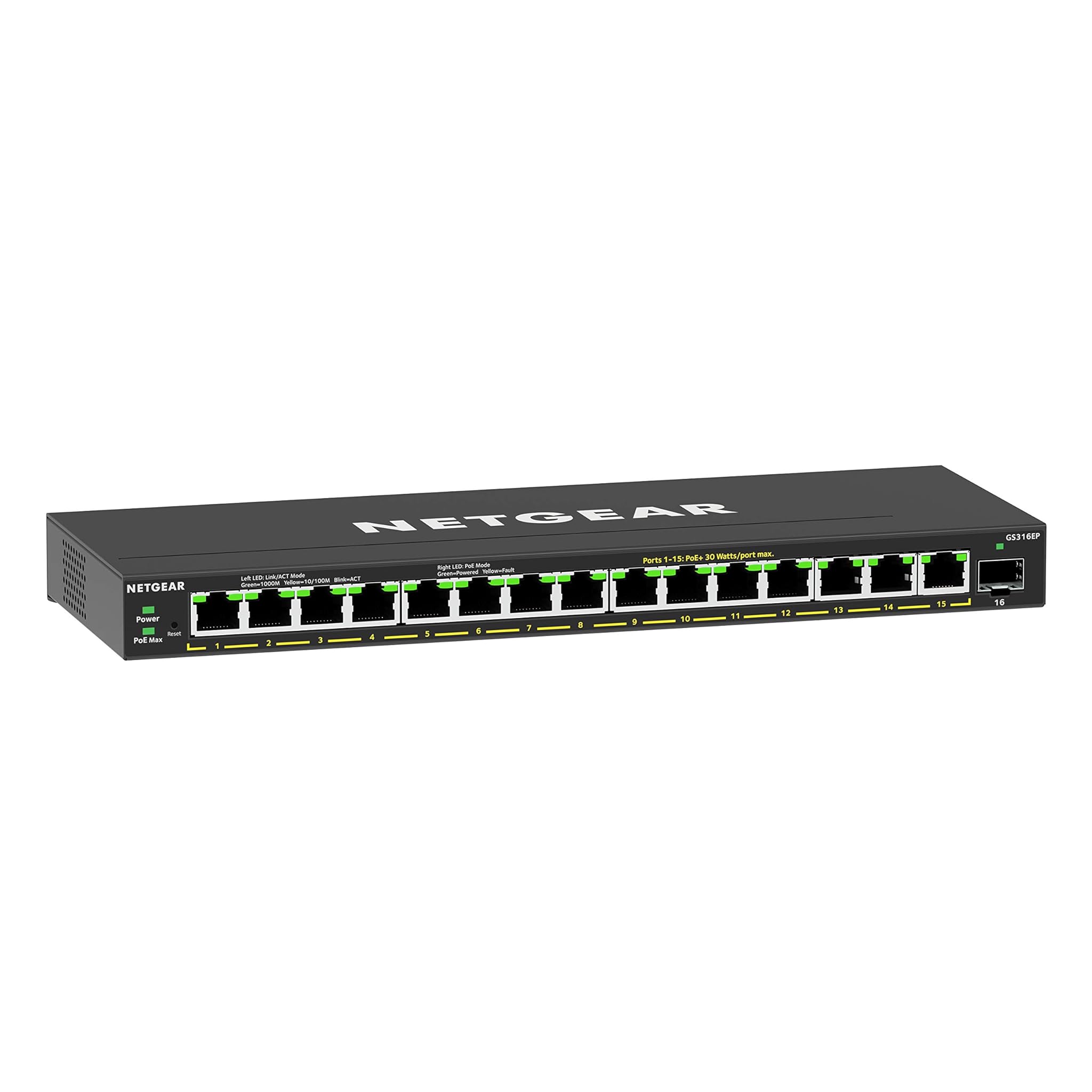 Netgear Switch Ethernet PoE 16 porte Unmanaged (GS316P)