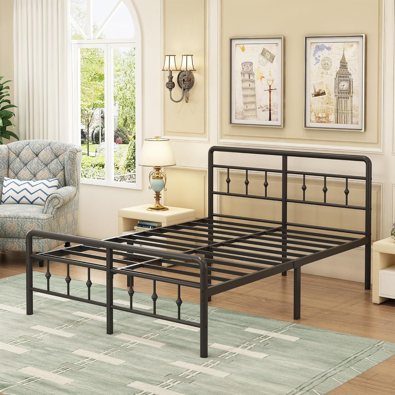 EMODA Letto in Metallo 120x190cm, Nero - immagine 5