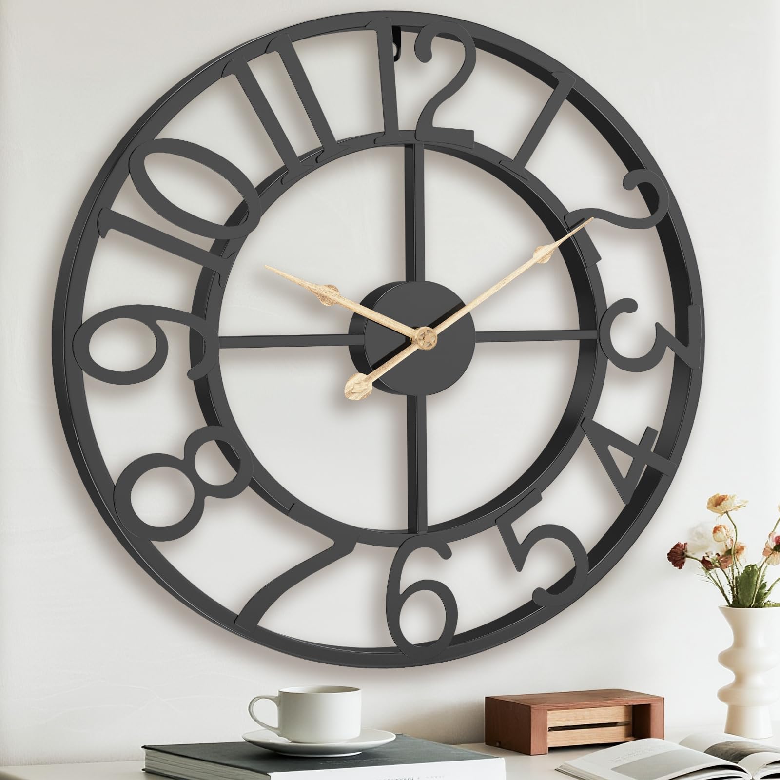 Orologio Da Parete Grande Moderno 35cm, Nero Industriale