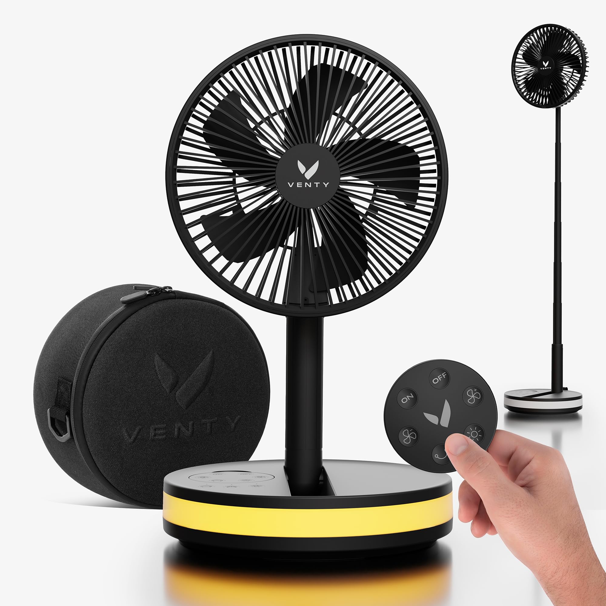 Venty Ventilatore Portatile Senza Fili a Batteria con LED