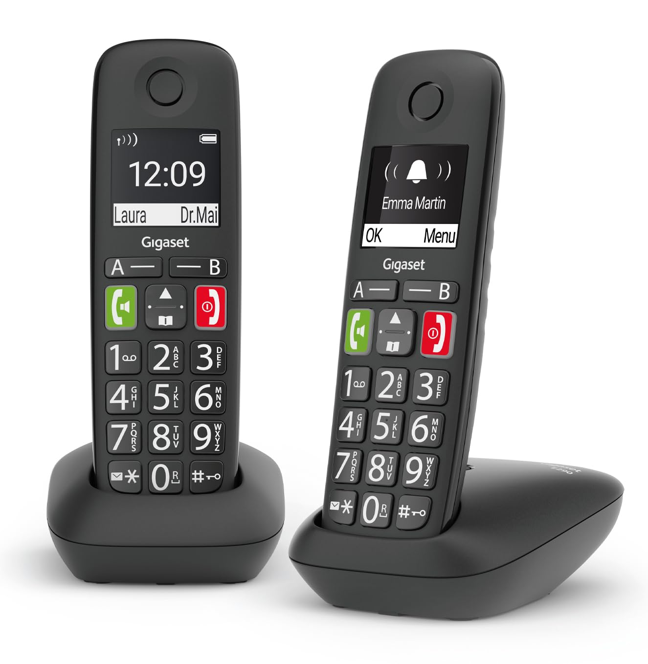 Gigaset E290 Duo - Telefoni Cordless con Audio Potenziato, Nero