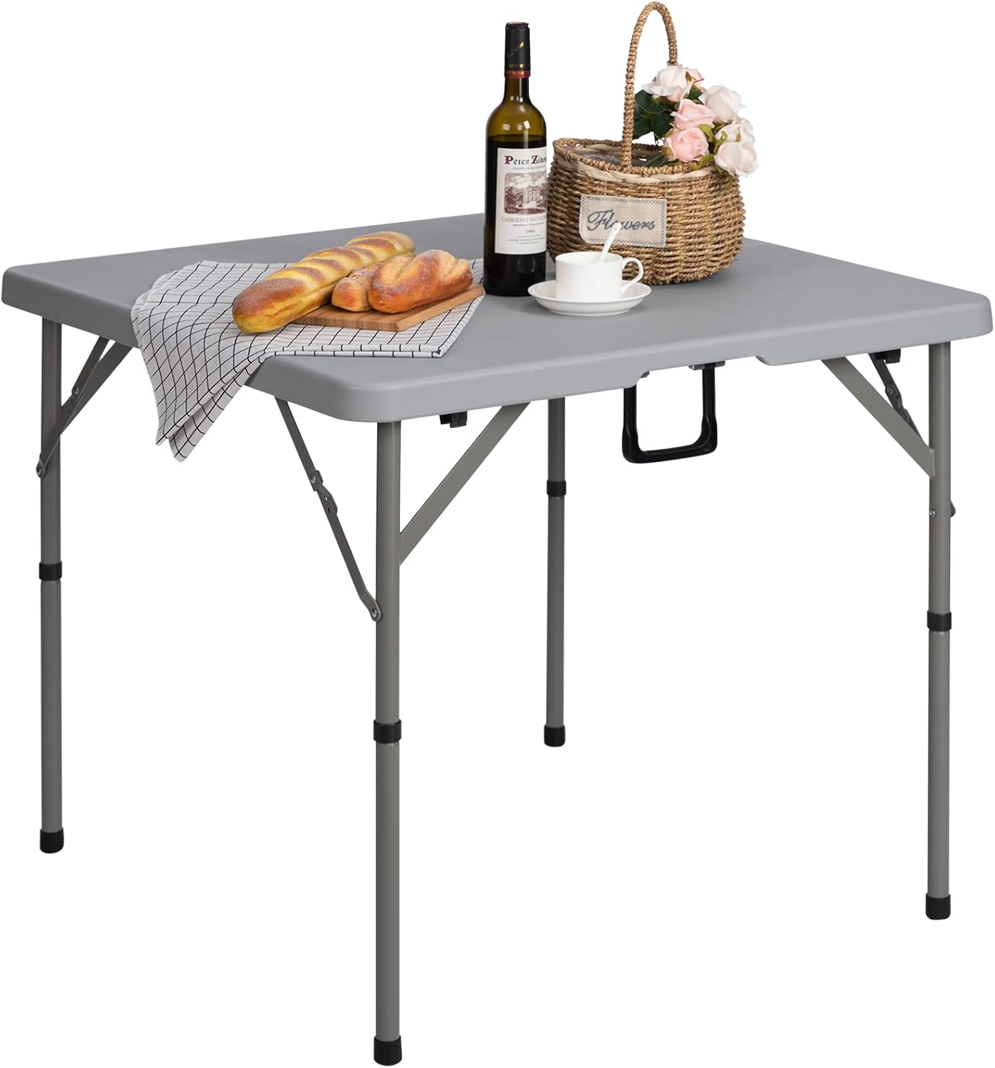Hollyhome Tavolo Pieghevole Quadrato 87cm, Grigio