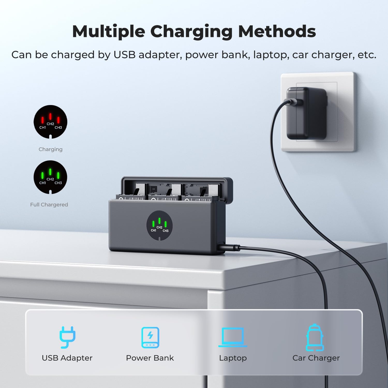 K&f Concept OSMO 360 - 3 Batterie e Caricabatterie - immagine 6