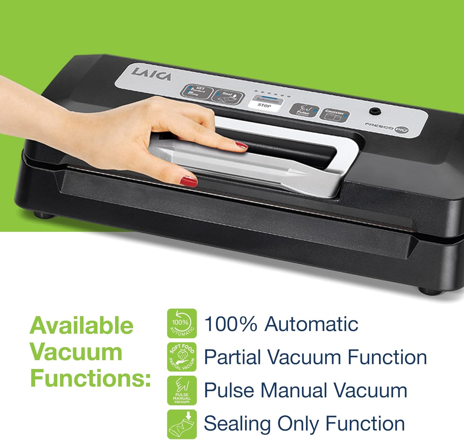 Laica VT3119 Macchina Sottovuoto per Cibi Secchi e Umidi - immagine 2