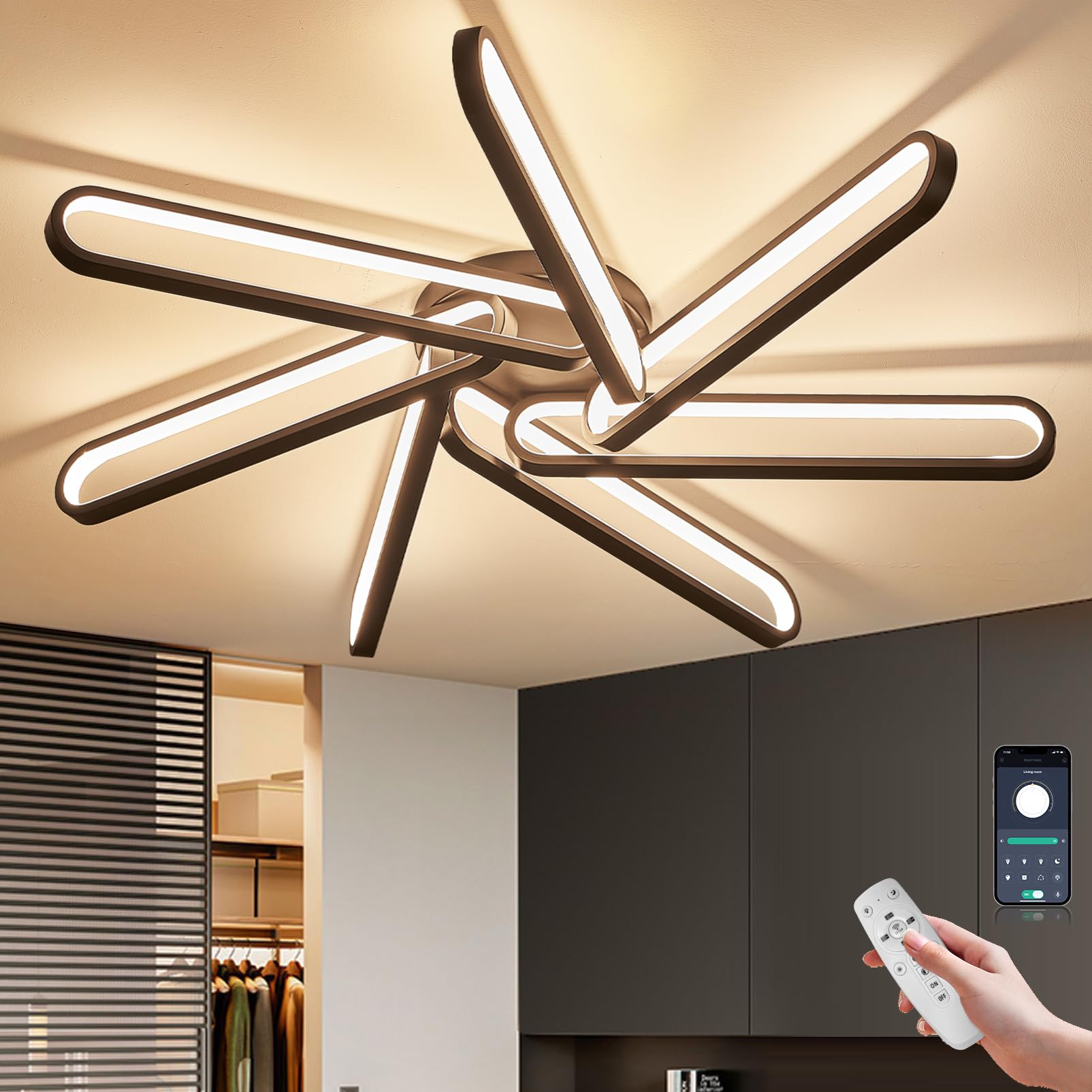 Brimeti Plafoniera LED Soffitto Dimmerabile 84cm