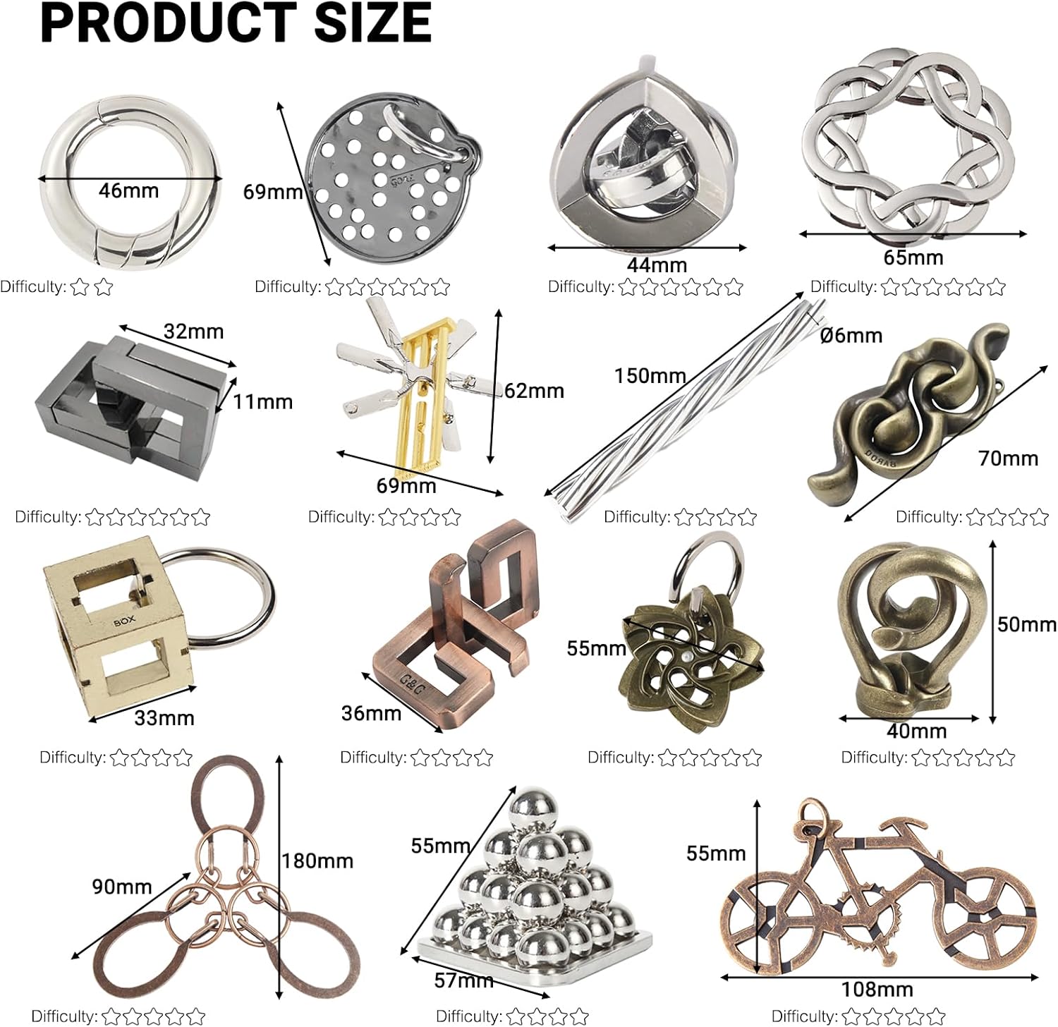 Joyeee 15 Pezzi Rompicapo Puzzle in Filo Metallico - immagine 2